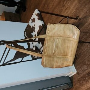 Vintage Eel Skin/Suede Interior Lining Tan Women's Tote Bag